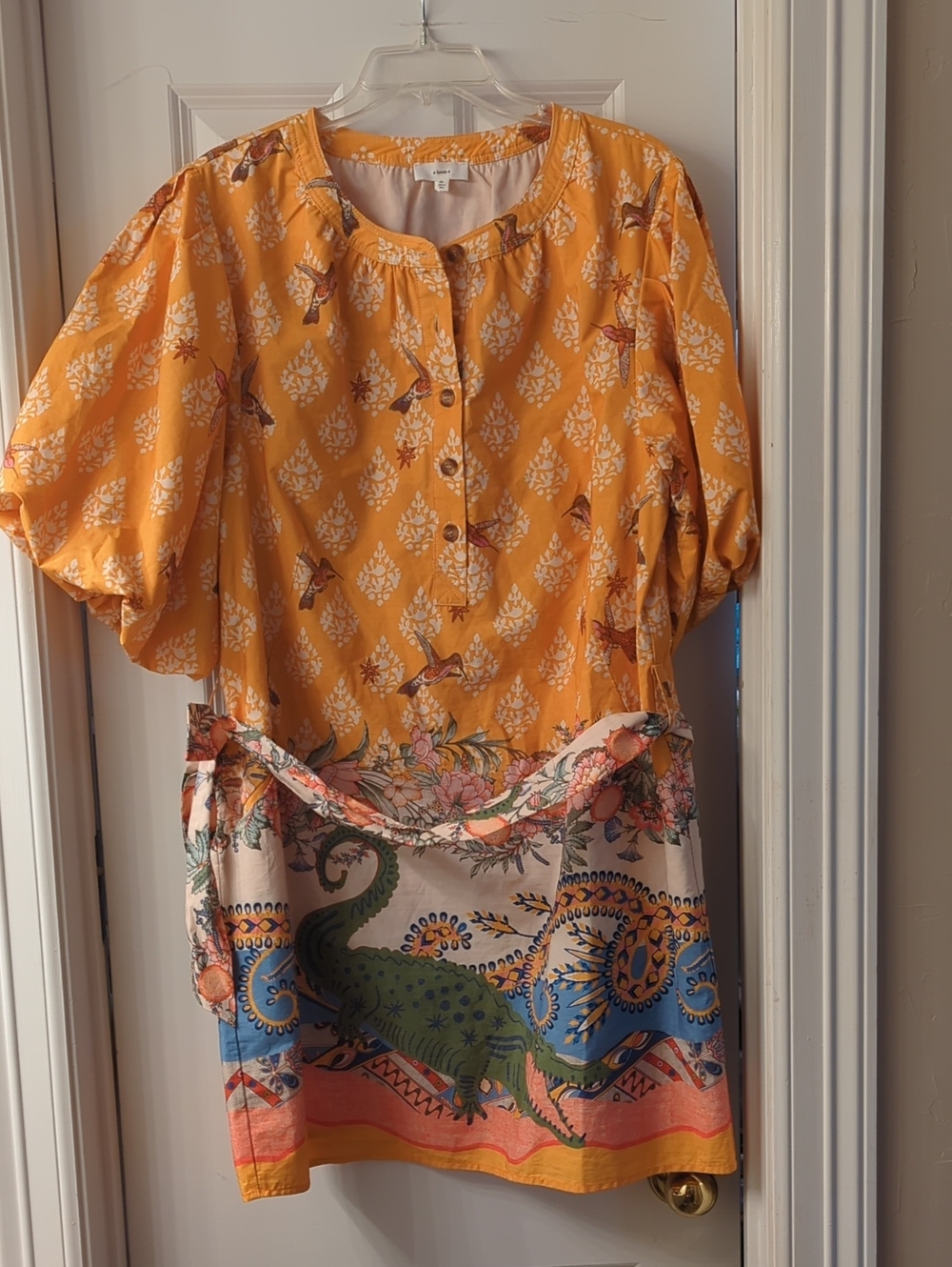Vibrant Printed Dress with Alligator Border